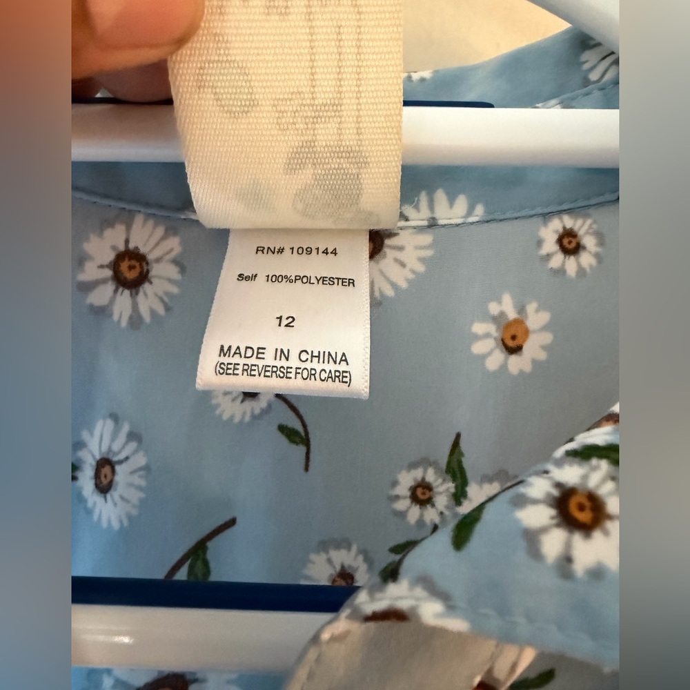 Lily Bleu Girls Blue Daisy Floral Button Front Dress Size 12 - Picture 6 of 8